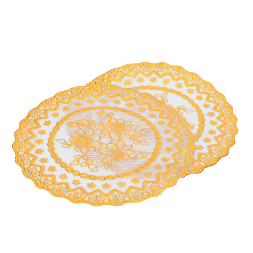 2 Stück Tischsets Gold PVC 20x20 cm Untersetzer 2