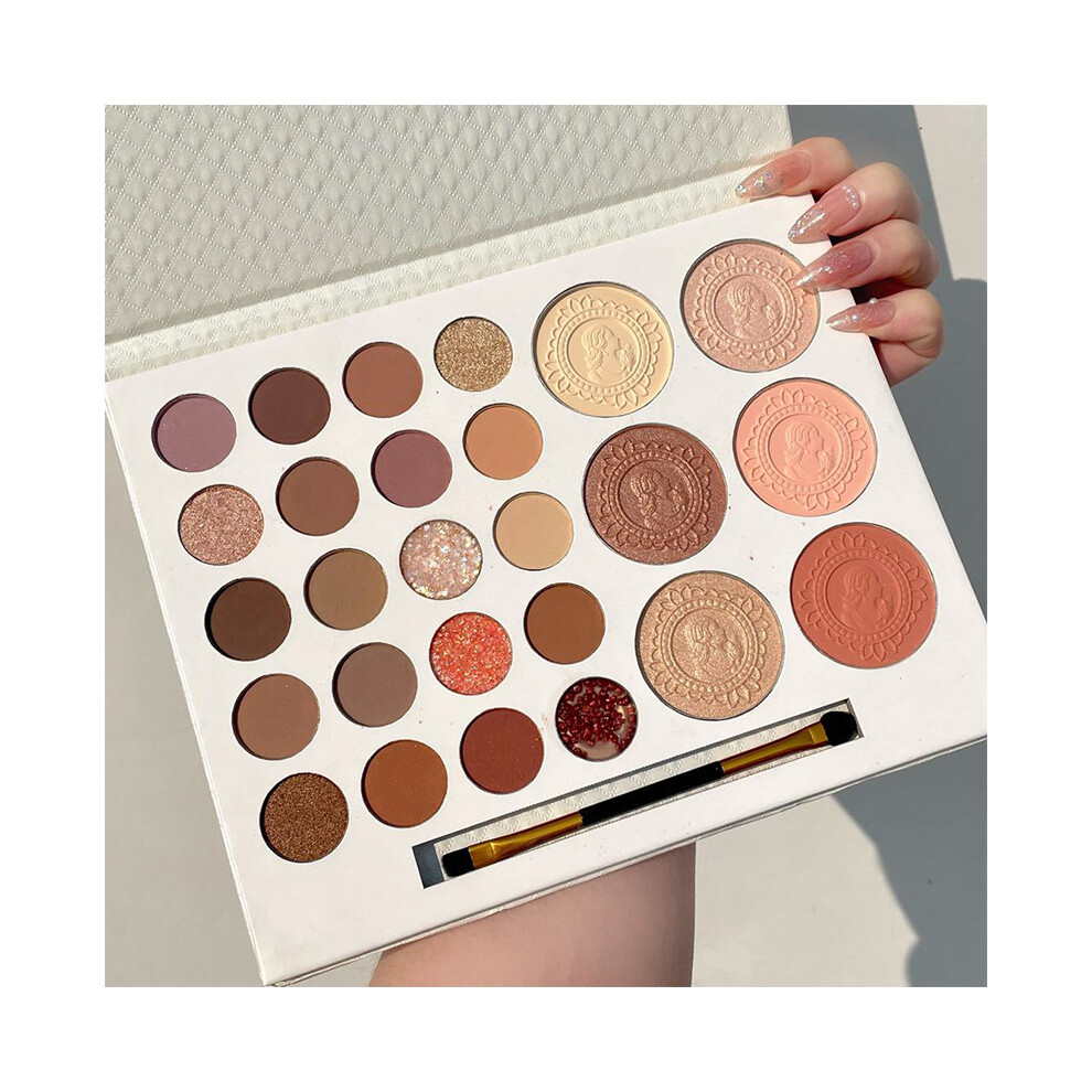 Nude Gold Eyeshadow Palette, Contains20Colors Of Eyeshadow And6Colors Of Bronzer, Ultra Blendable High Pigmented Formulas, Waterproof And Long