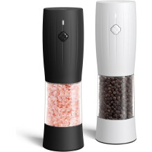 Moulin à poivre rechargeable, noir et blanc, 6 réglages, LED