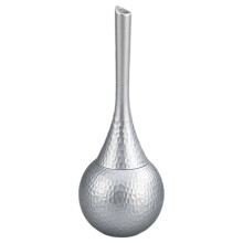 Ensemble brosse de toilette argentée avec support et protection anti-éclaboussures