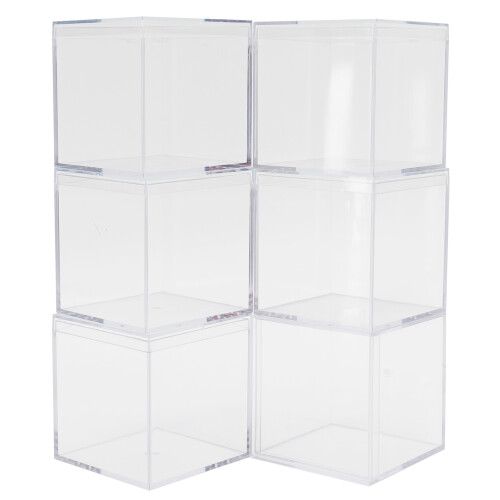 6 Pack Clear Plastic Candy Storage Boxes with Lids, 5.5x5.5cm 1