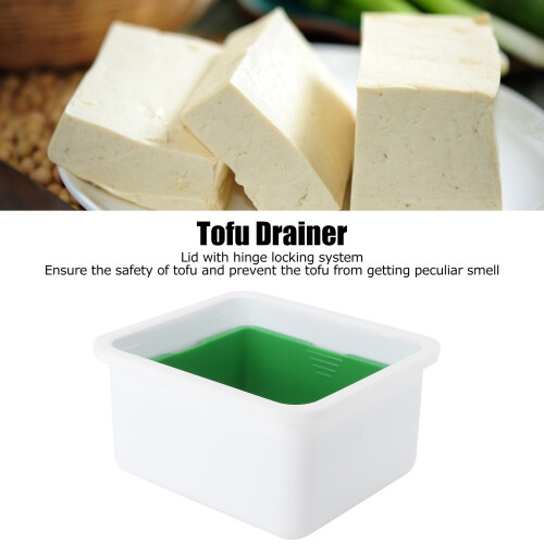 Tofu Press Squeezer PP Water Draining Tool Green White, 16.7x14.6cm 2