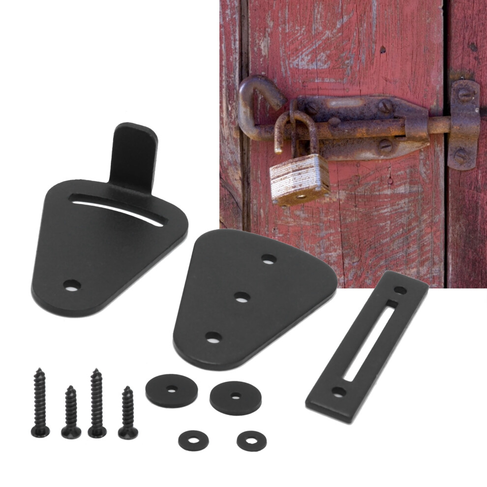 Carbon Steel Black Sliding Barn Door Latch Lock 75G Door Hardware 3161391690823