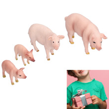 Simulation Farm Pig Animals Toy Set - 4pcs Plastic Figures for Preschool Learning