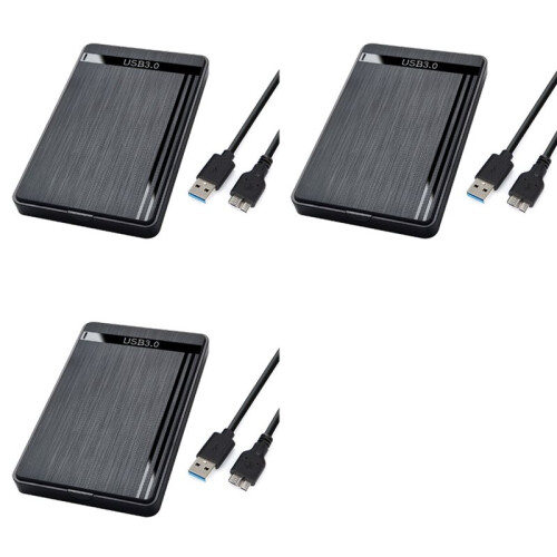 3X Gabinete de HDD  de 2,5 Polegadas para USB 3.0, Gabinetes para Disco Rígido Móvel para SSD, Caixa de Armazenamento Externo HDD com Cabo USB 3.0