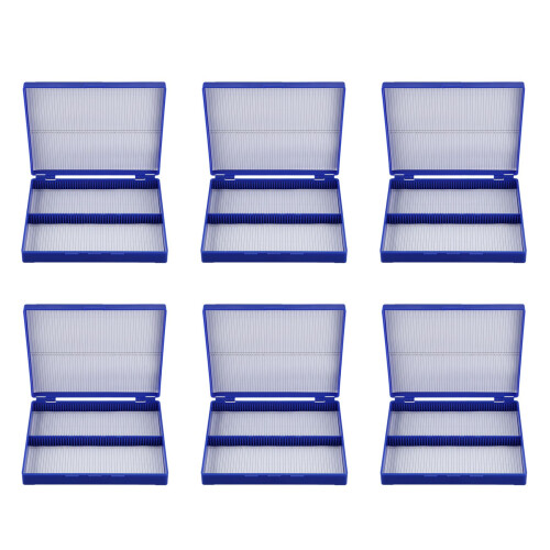 6X Royal  Plastic Rectangle Hold 100 Microslide Slide Microscope Box
