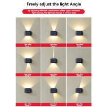 LED Outdoor Solar  Down Lighting Wall Lamp Waterproof Solar Powered Sunlight Wall Sconce for Garden Decor Patio Yard A