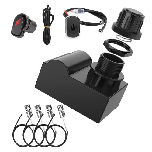 G511-0055-W1 Ignition Electronic Ignition Module & 2 Push Grill Igniters Button W/Wires for Charbroil Surefire 4 Outlets