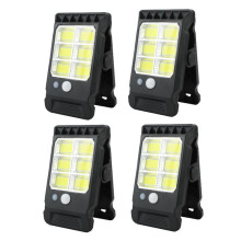 4 Stuks Clip- Solar Buitenverlichting, Waterdichte Beveiligingslamp met Bewegingssensor voor Tuin, Schutting, Garage, Muur en Camping