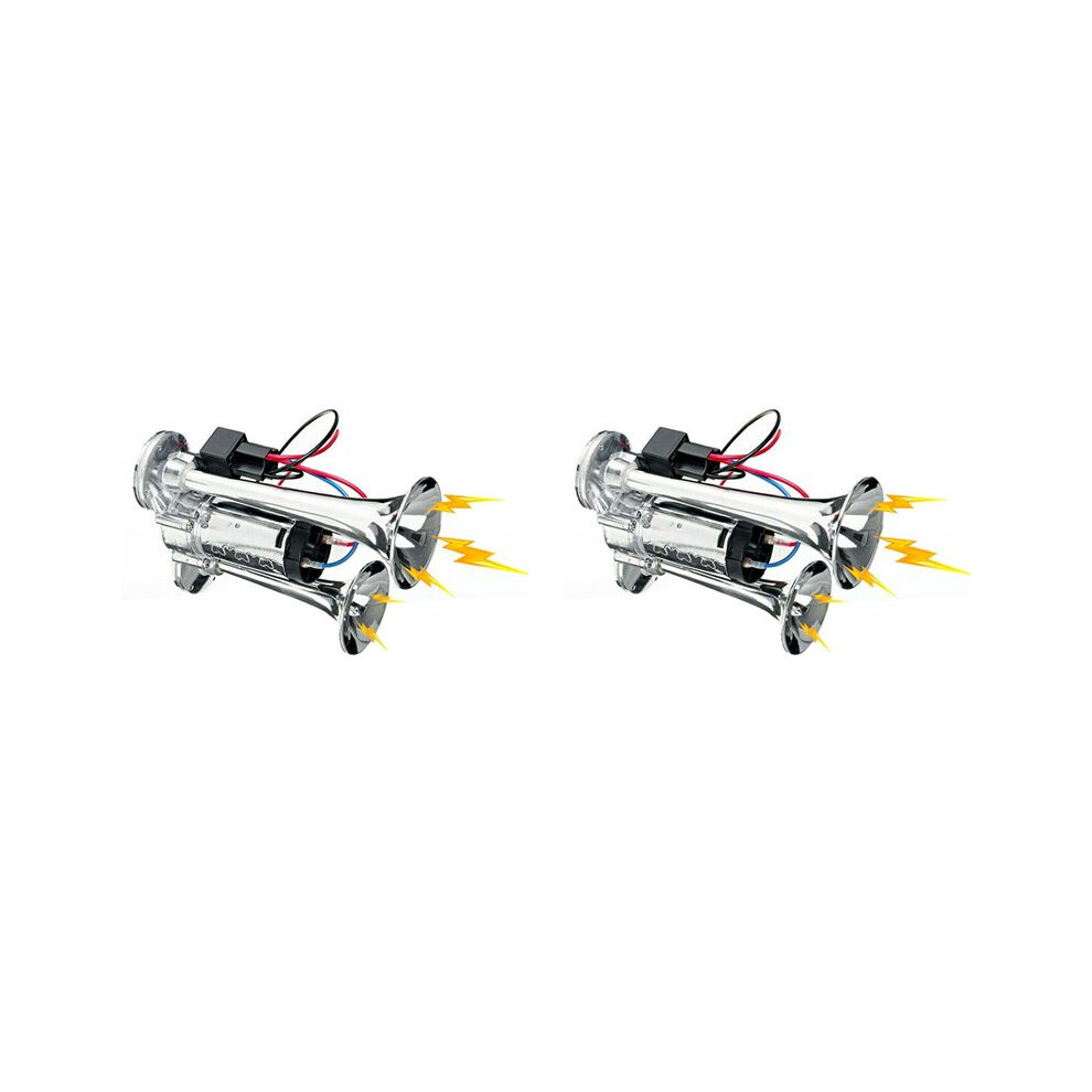 2X 12V 600Db Dual Horn Super Loud Electric Solenoid Valve Car Electric Air Horn Electric Pump Horn For Cars 6031817384612