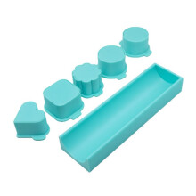 5-Teiliges Cake--Formenset mit Ausstechform und Stopfer für Herz-, Quadrat-, Wolken-, Oval- und Runde Kuchenkerne zum Selbermachen