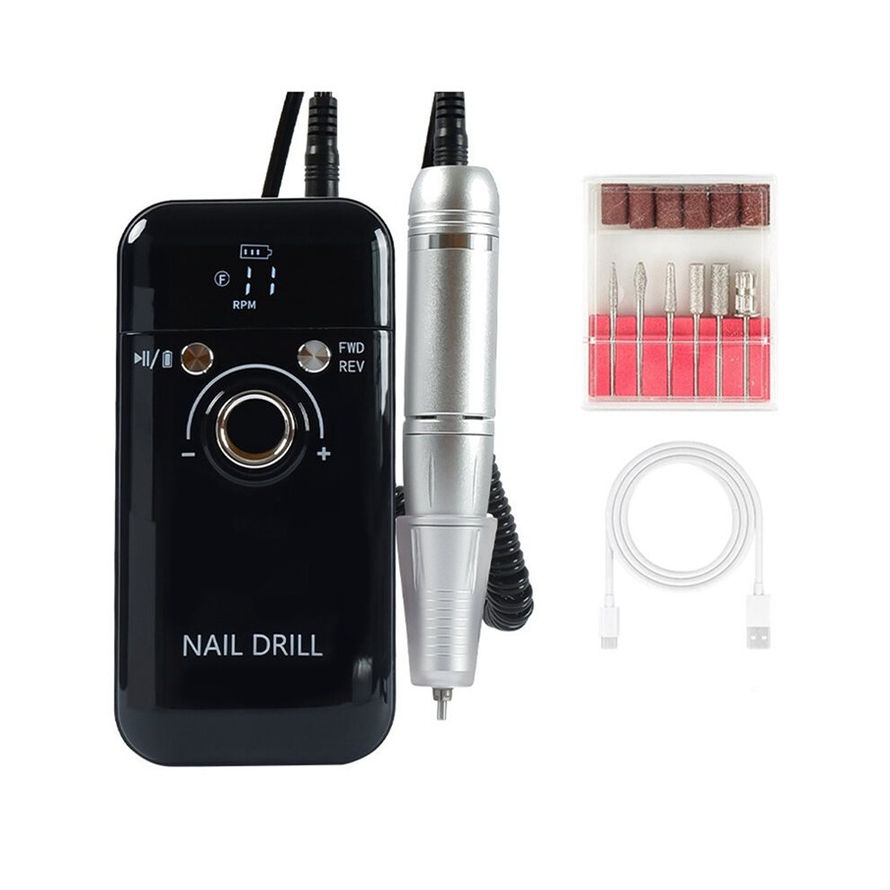 Tlily Portable 45000 Rpm Professional Rechargeable Electric Nail Drill Machine For Manicure & Nail Removal Black