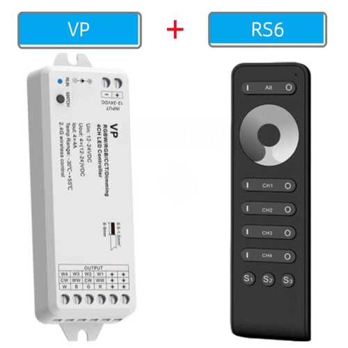 Advanced 4CH Standalone Dimmer Kit for RGBW/RGB/CCT LED Strips with 2.4G Remote Control