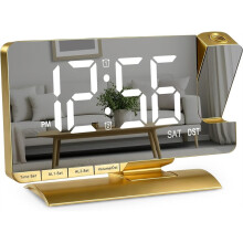 Projection Alarm Clock,7.3" Mirror Clock ,Dual Alarm with 3 Mode,Bright Adjust,DST,Snooze,Charging Port, for Desk Teens