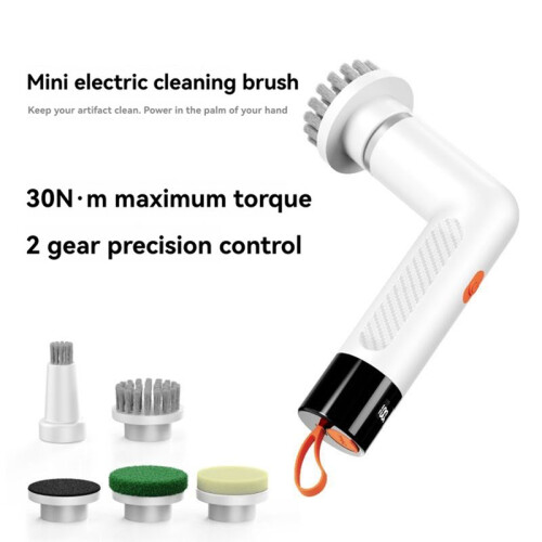 Electric Cleaning Brush Multi-Function Home Kitchen Pot Scrubber Handheld Automatic Cleaning Brush White 2