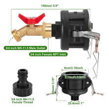 2X IBC Tote Adapter,2 Inch Cam Lock for 275-330 Gallon IBC Tote Tank,IBC Tote to Garden Hose Adapter with Brass Hose