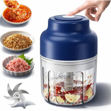 Picadora de Ajo Eléctrica , Picadora de Ajo Pequeña de 320 Ml con 6 Cuchillas de Acero Inoxidable, para Cebolla, Chile y Jengibre.