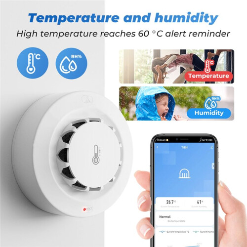 Tuya WiFi Temperature and Humidity Sensor Detector Protection House Combination Firefighters 2