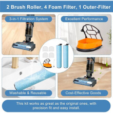AW261 Replacement Roller Filter Kit for HydroVac MessMaster Wet Dry Vacuums, 3 Brush Rollers, Filters & Tool