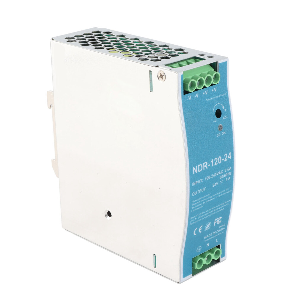 Ndr-120-24 120W 24V 5A Industrial Rail Power Supply Aluminum Black 4921391695575