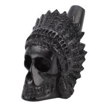 Lauter menschlicher Schrei, Pfeife, Totenkopffigur aus Resin, schwarz, lustig, gruselig, Halloween