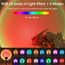Luminária de Projeção Sunset Light com Controle Remoto, Luz Noturna de 16 Cores, LED RGB com Mudança de Cor
