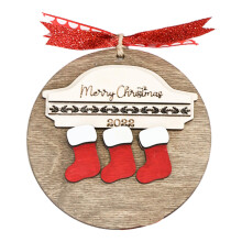 Red Wooden Christmas Ornament8x8cm