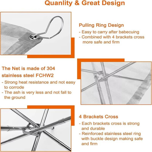 Portable Bonfire Campfire Fire Pit Collapsing Stainless Steel Mesh Fireplace Foldable Camping Fire Pit Camping Gear 2