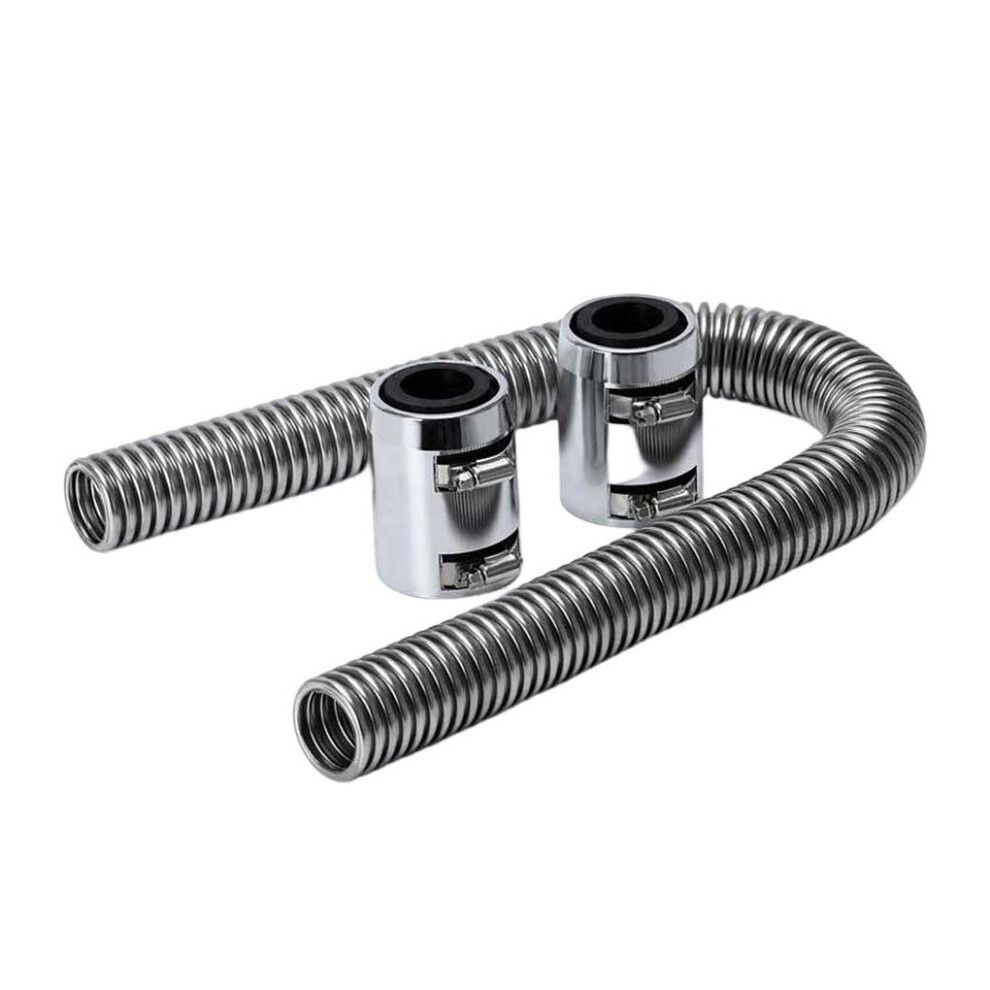 (Silver) Radiator Flexible Stainless Steel Corrosion-Proof Water Hose Cooling Silver
