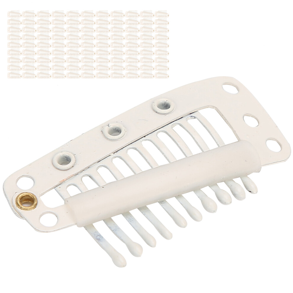 100pcs Stainless Steel Wig Clips 10 Teeth Hair Extension Beige