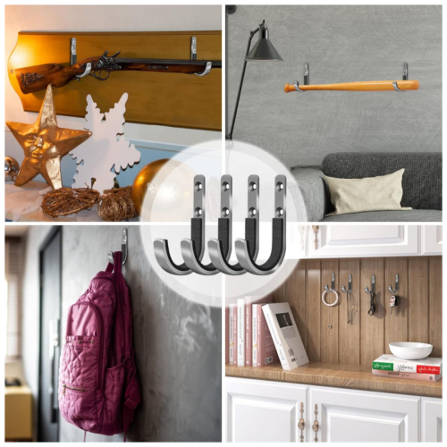 2PCS Wall Mounted Storage Horizontal Metal Display Hooks Cleaning Kit Accessories 2