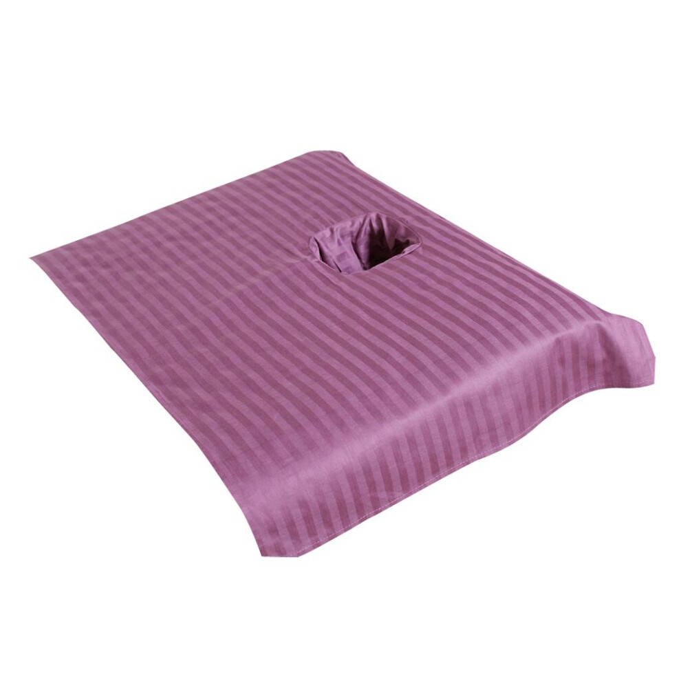(Purple, 50x80cm) Beauty Bed Sheet Cover And Face Hole Towel Soft Comfortable Striped
