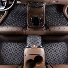 (Black) Universal Auto Foot Pads Waterproof Leather Car Mats 5 Pcs Anti Slip