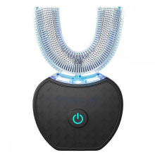 (Black)Ultrasonic Electric Toothbrush ,Automatic Toothbrush U-Shape Full Mouth 360 Clean Teeth Whitening