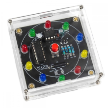 Elektronisch geluksrad doe-het-zelf bouwpakket met LED-verlichting, leuk voor beginners en printplaatproductie.