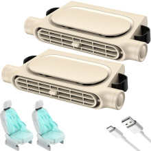 Autostoelventilator, mini draagbare USB oplaadbare ventilator voor de achterbank met 3 instelbare windsnelheden (2 stuks zwart)