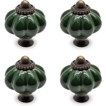 4pcs Grass Green Pumpkin Vintage Ceramic Cabinet Knobs, Vintage Drawer Pulls and