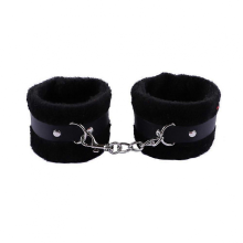 Bracelet menottes en cuir noir duveteux, amovible et ajustable, jouet