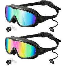 Swim Goggles 2 Pack, Wide View Anti Fog&UV Swimming Goggles for Audlt, No Leaking Pool Accessories for Men Women Kid