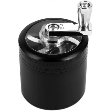 Pollen Herb Mill With Hand Crank For Dried Herbs Spice Herbs Zinc Alloy 4-piece Set Black