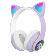 Foldable Bluetooth Headphones, Cat Ear Led Light Up Wireless Kids Headphones, 10h Playtime, Children Headphones With Mic Over Ear For School