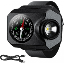 Compatible con linterna de reloj de supervivencia, linterna de muñeca, luz de mano para correr con brújula.