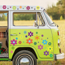 96 Pieces Car Flowers Stickers 60's Hippie Theme Party Stickers Multicolored Daisy Stickers Vinyl Retro Flowers Decals Colorful Hippie Decal