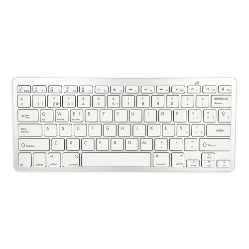 78 Keys Spanish Wireless Bluetooth Keyboard, Ultra-Slim, Silver 2