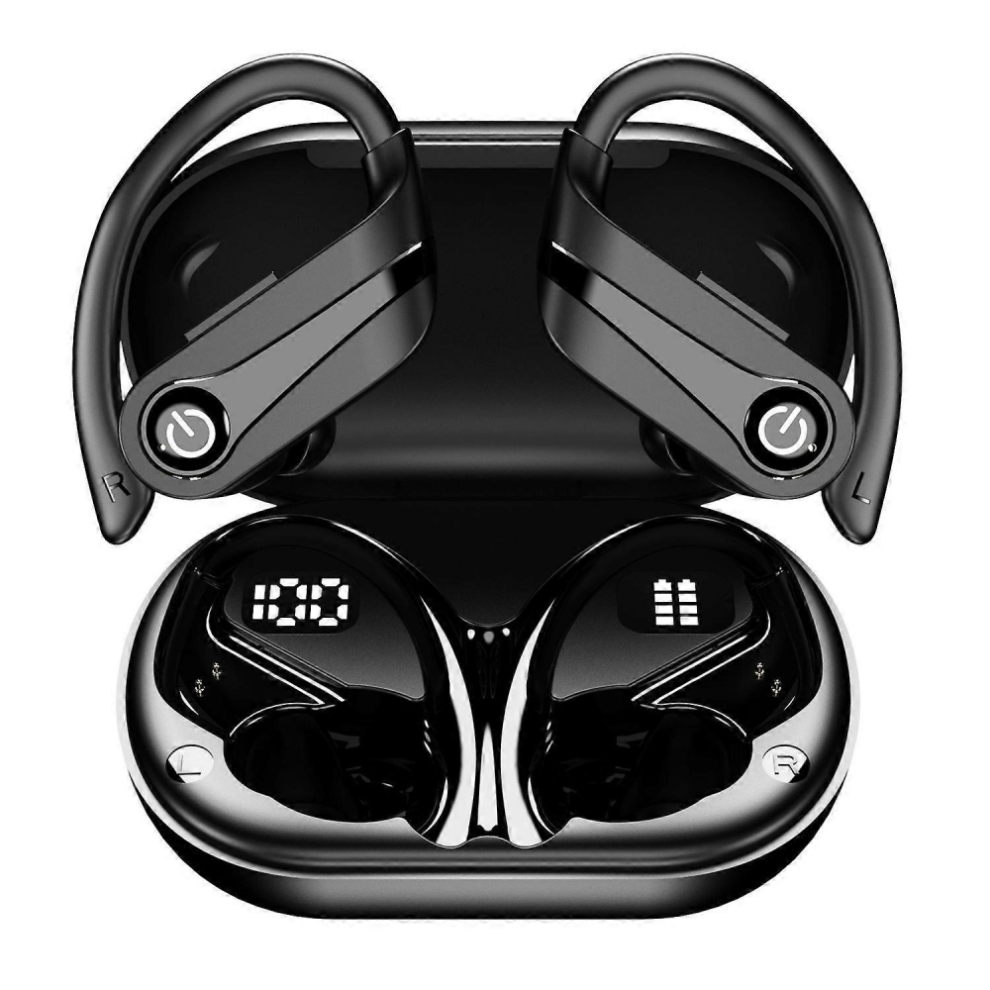(Black)Hook Style Wireless Headphones Noise Reduction Sports Bluetooth Earphones Black 6485316783542