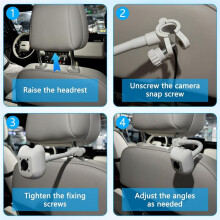 Baby Car Camera for 2 Kids - 6.86" HD Split-Screen Baby Monitor with Dual Rear-Facing Cameras for Car