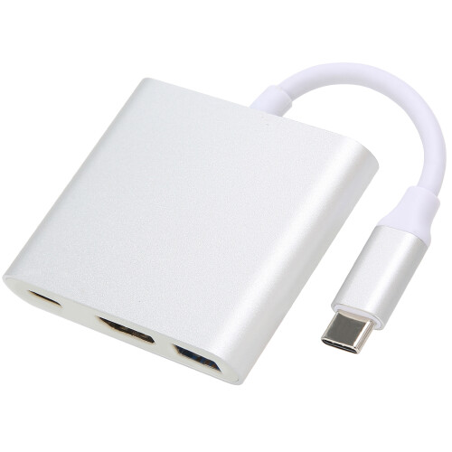 4K 3-in-1 Type-C Docking Station, HDMI, USB, PD, Silver 2