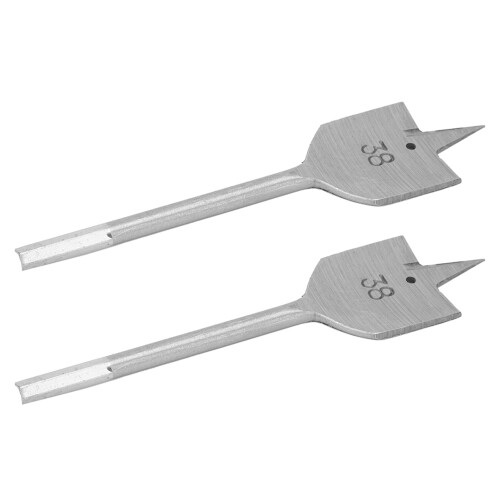 2Pcs Wood Drilling Flat Spade Bits High Carbon Steel 38mm for Carpentry Tasks 1