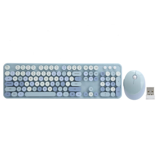 Wireless Ergonomic Keyboard Mouse Combo USB, 104 Keys, Blue 1