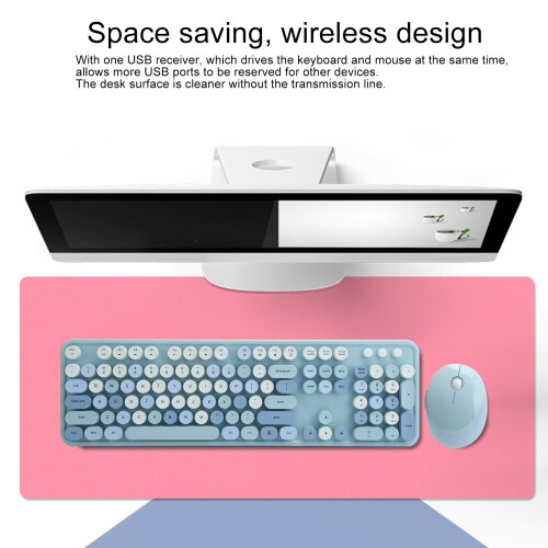 Wireless Ergonomic Keyboard Mouse Combo USB, 104 Keys, Blue 2
